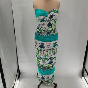Rubber‎ Ducky Productions Maxi Floral Strapless Dress Size Small y2k paisley